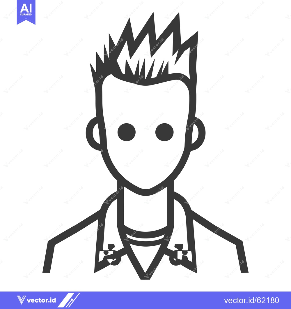 Premium Vector dari Line Drawing of a Man with Spiky Hair and No Facial Features