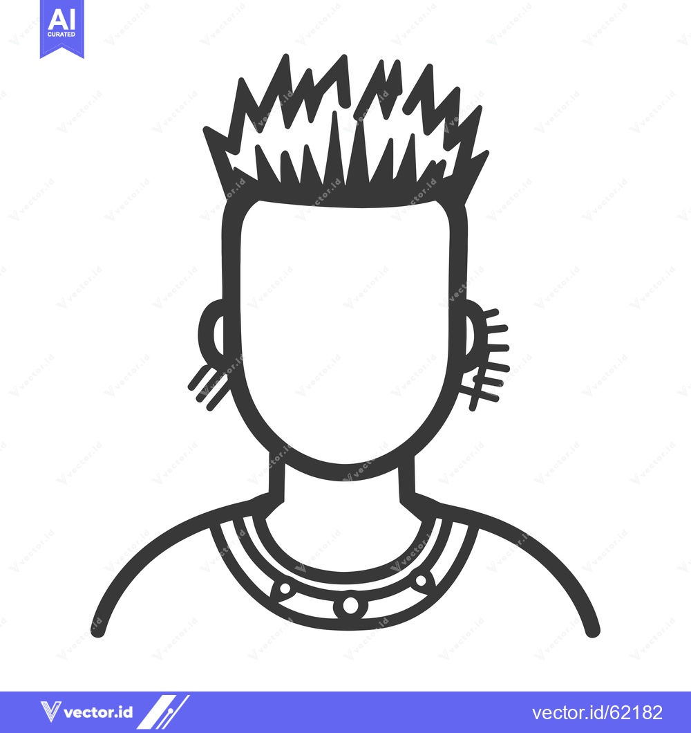 Premium Vector dari Line Drawing of a Person with Spiky Hair and Jewelry