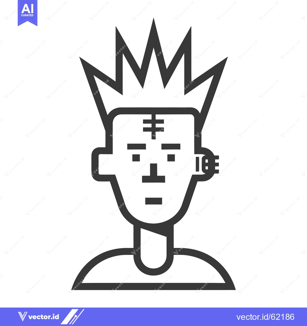 Premium Vector of Line Art Illustration of a Person with Spiky Hair and Facial Markings