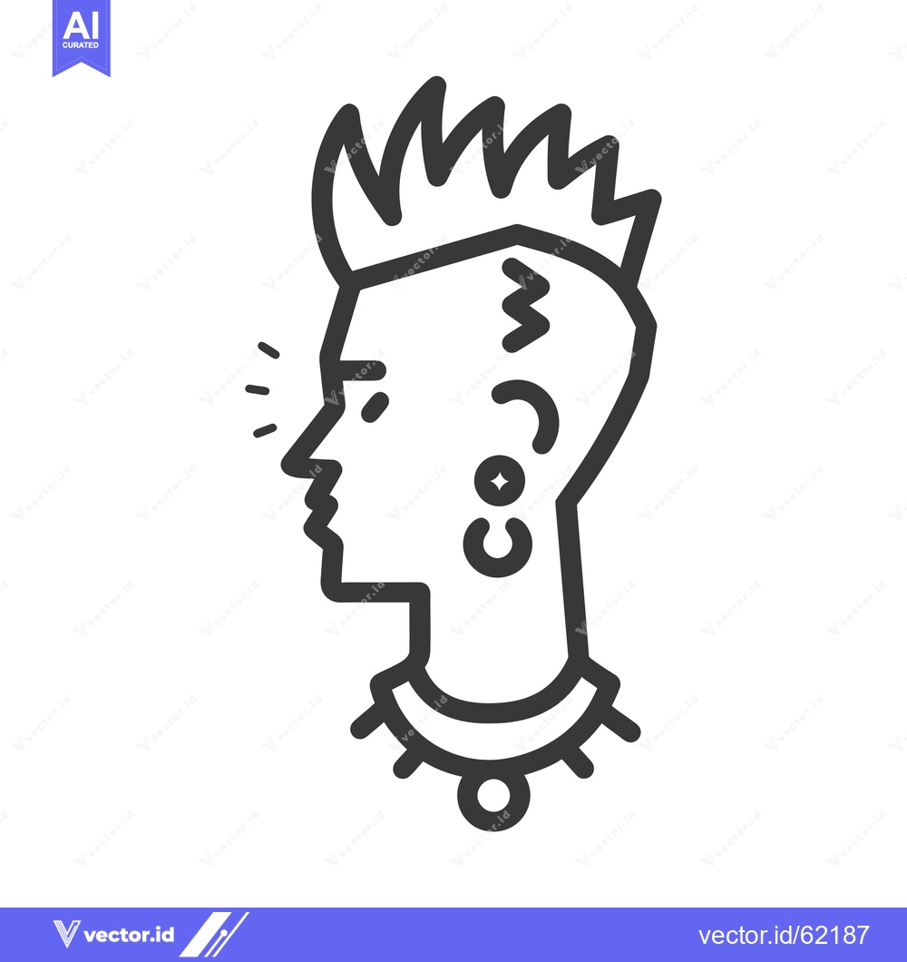 Premium Vector dari Line Art Portrait of a Person with Spiky Hair and Facial Tattoos