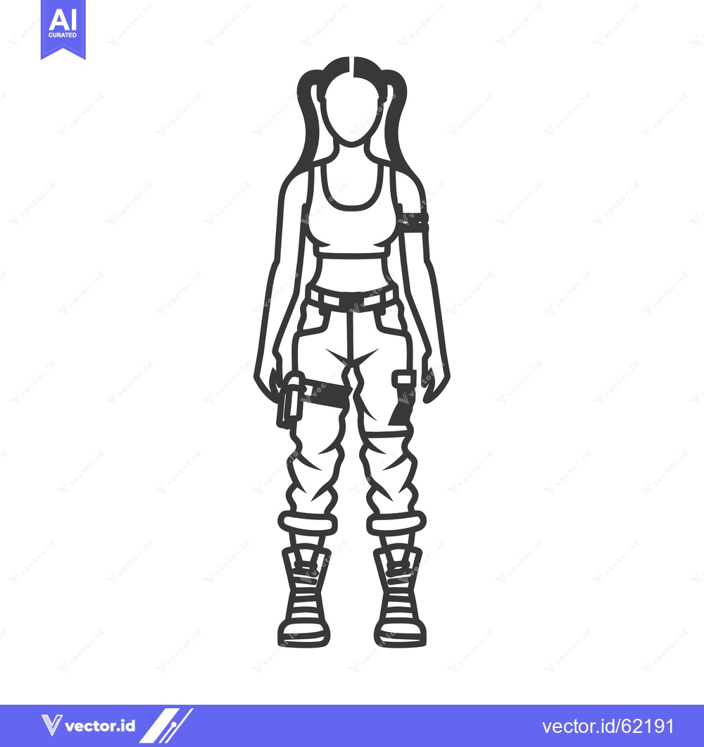 Premium Vector dari Line Art Illustration of a Female Character Wearing Casual Clothes