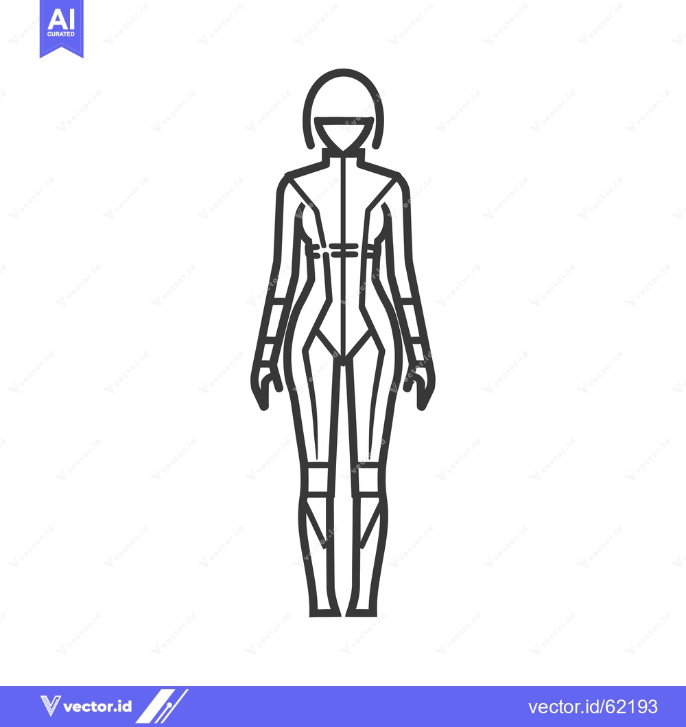 Premium Vector dari Line art illustration of a woman in a futuristic outfit