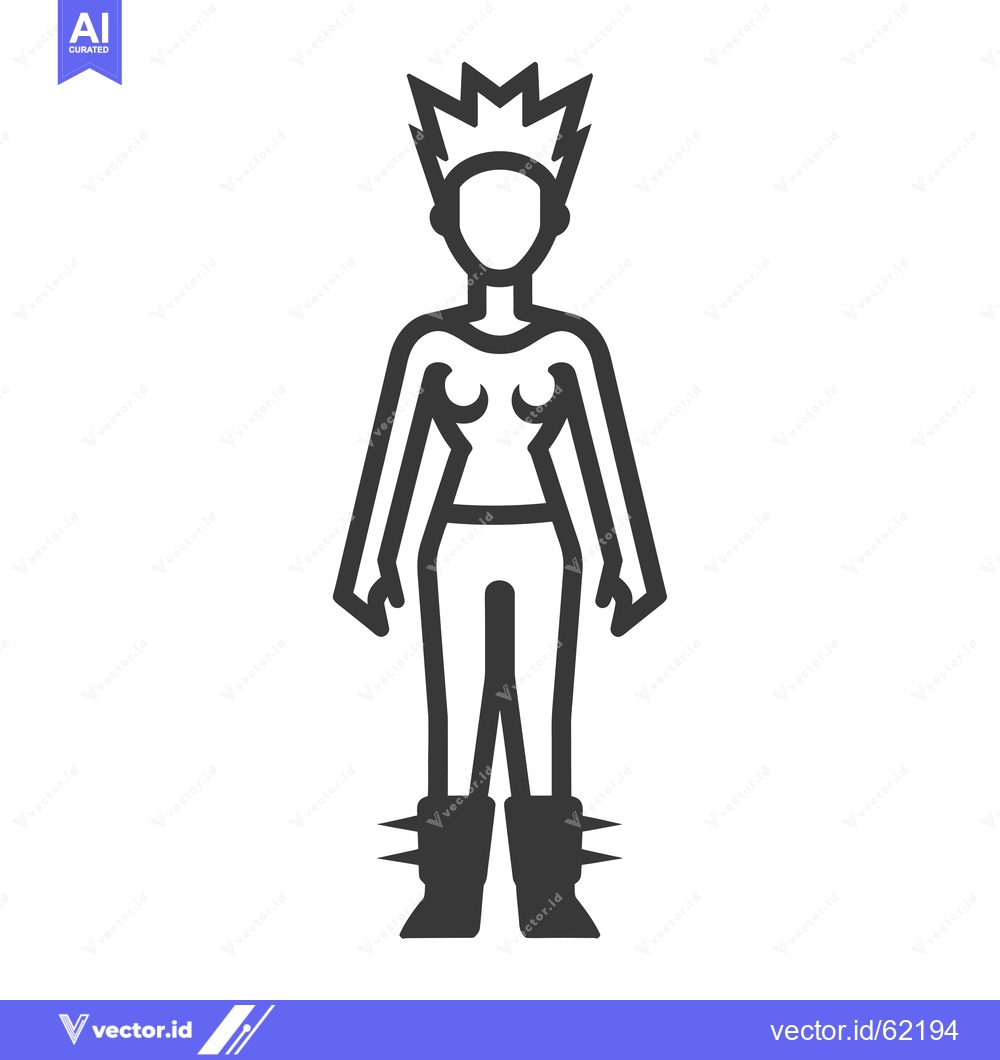 Premium Vector dari Line Art Illustration of a Female Character with Spiky Hair and Boots