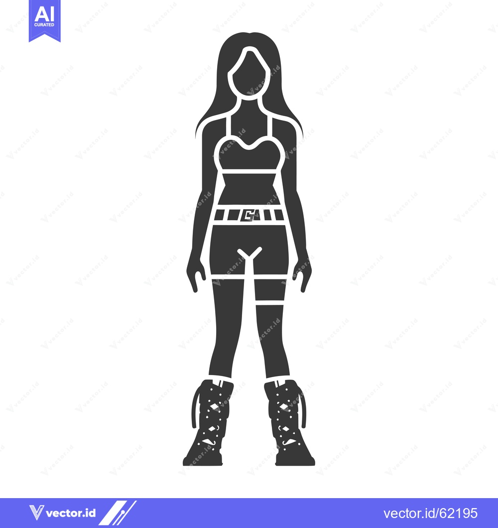 Premium Vector dari Silhouette of a Woman in a Sports Bra, Shorts, and Boots