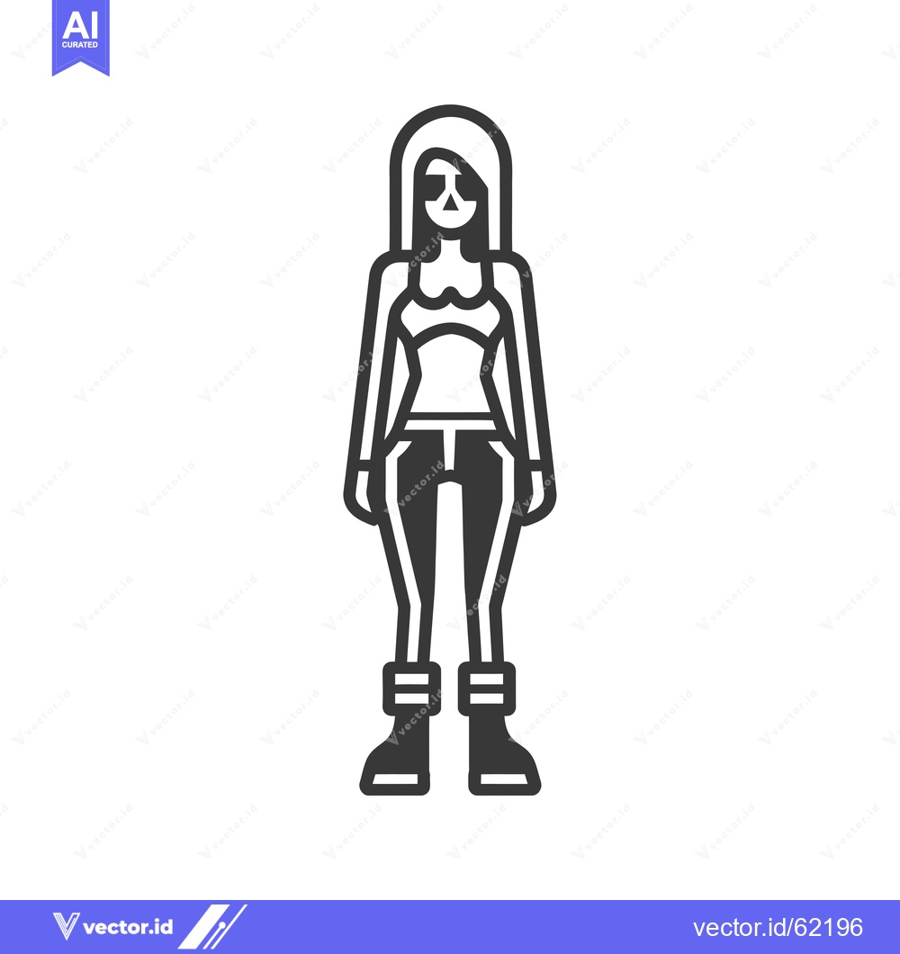 Premium Vector dari A simple line drawing of a woman in a tank top and jeans