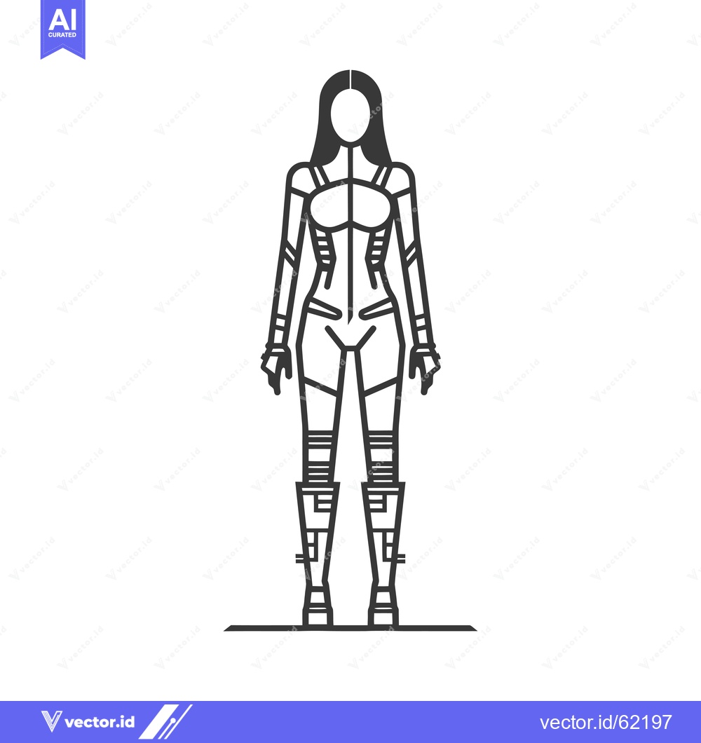Premium Vector of Line art illustration of a female figure in a futuristic suit