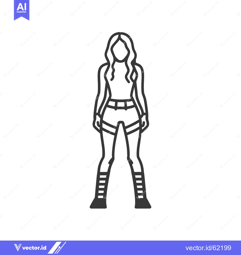 Premium Vector dari Line Art Illustration of a Woman in Shorts and Boots