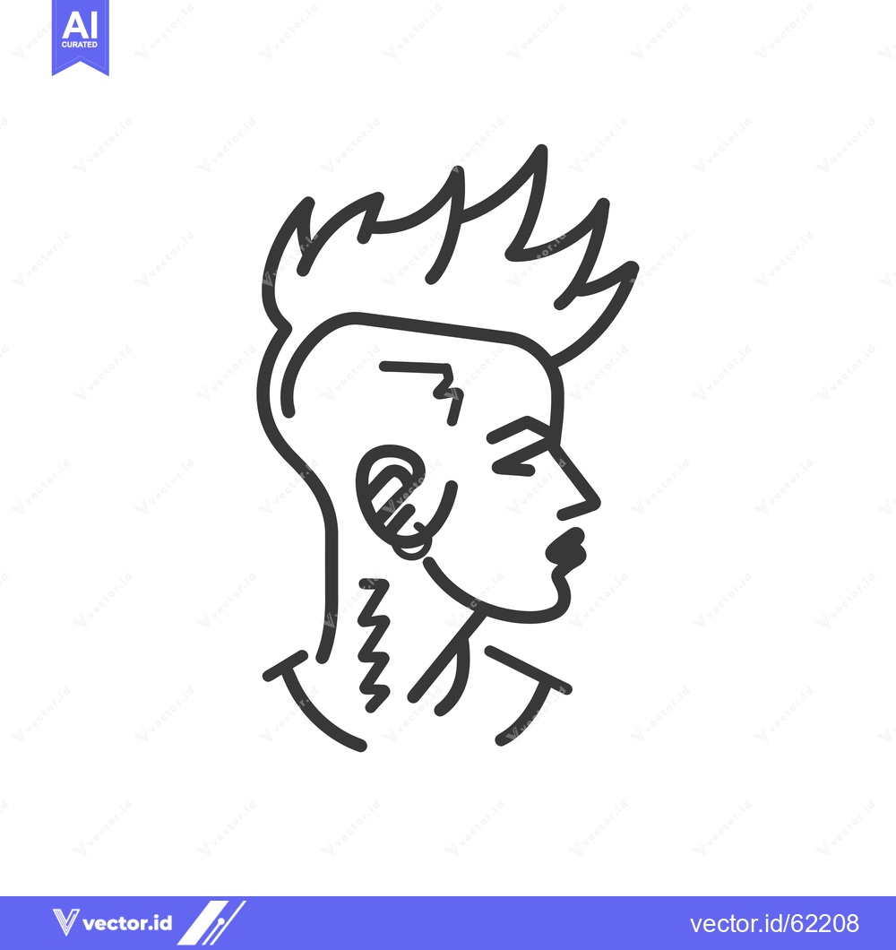 Premium Vector of Line Drawing of a Person with Spiky Hair and a Piercing