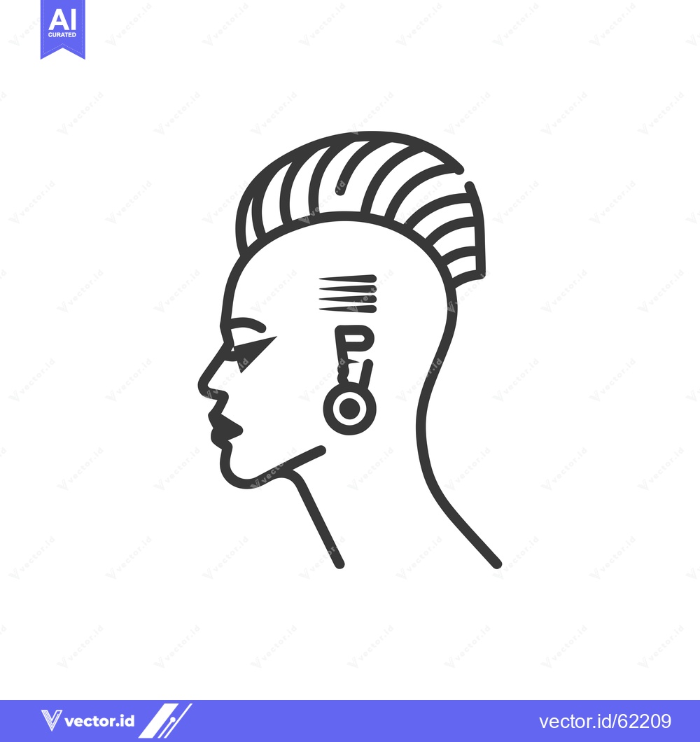 Premium Vector of Line Art Illustration of a Person with a Mohawk Hairstyle