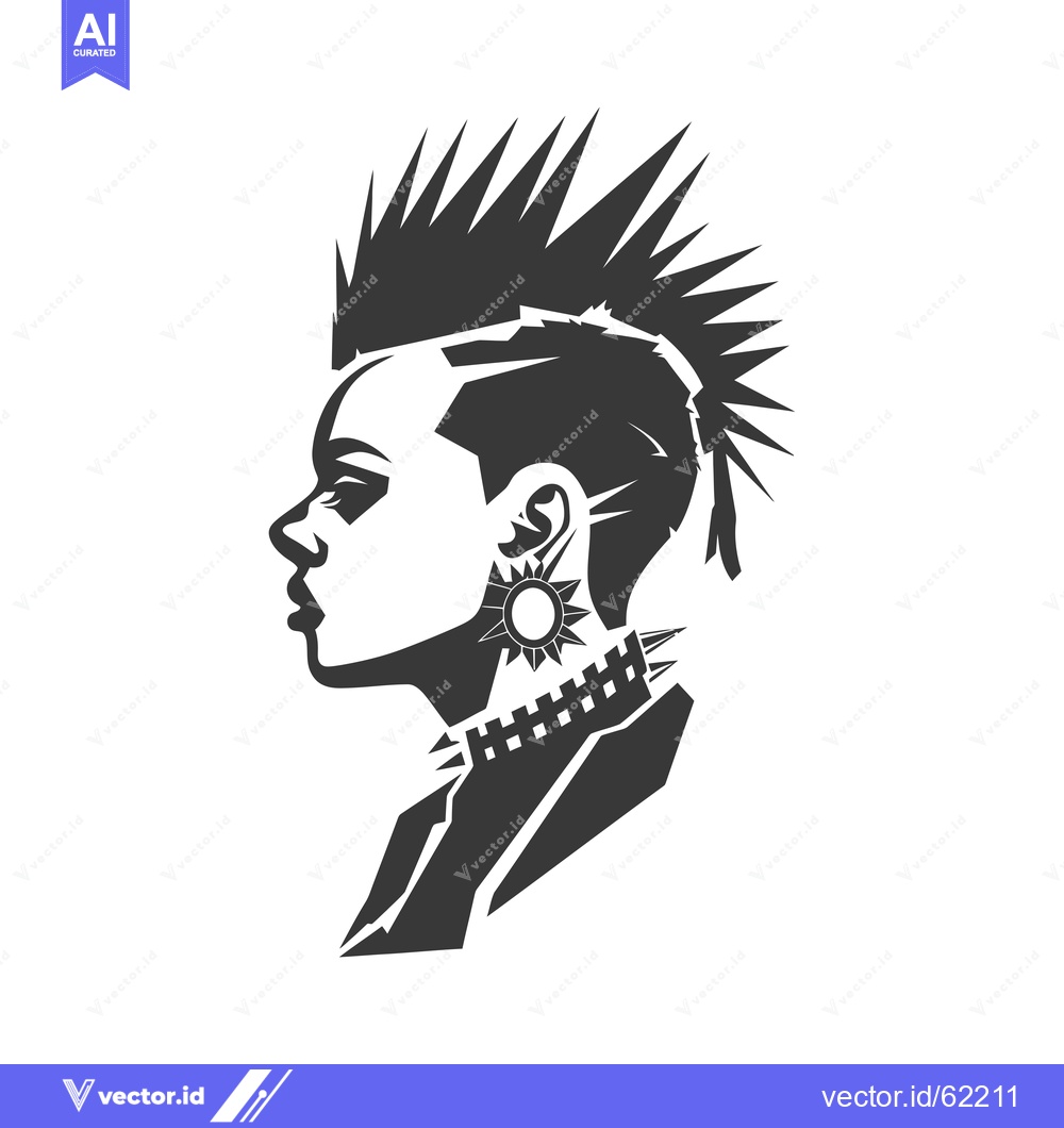 Premium Vector of Profile of a person with a mohawk hairstyle and earrings