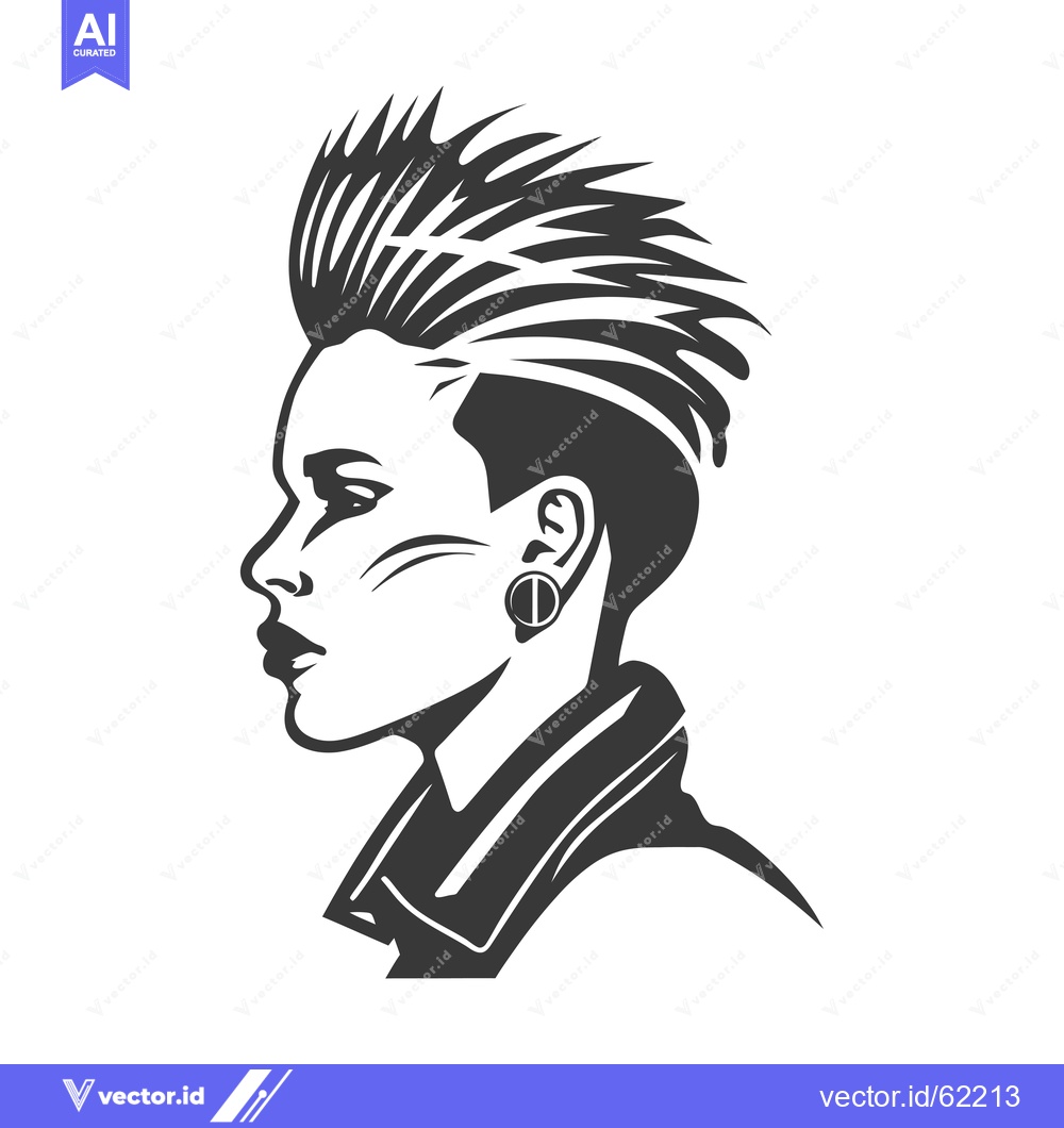 Premium Vector dari Side Profile of a Woman with a Spiky Hairstyle