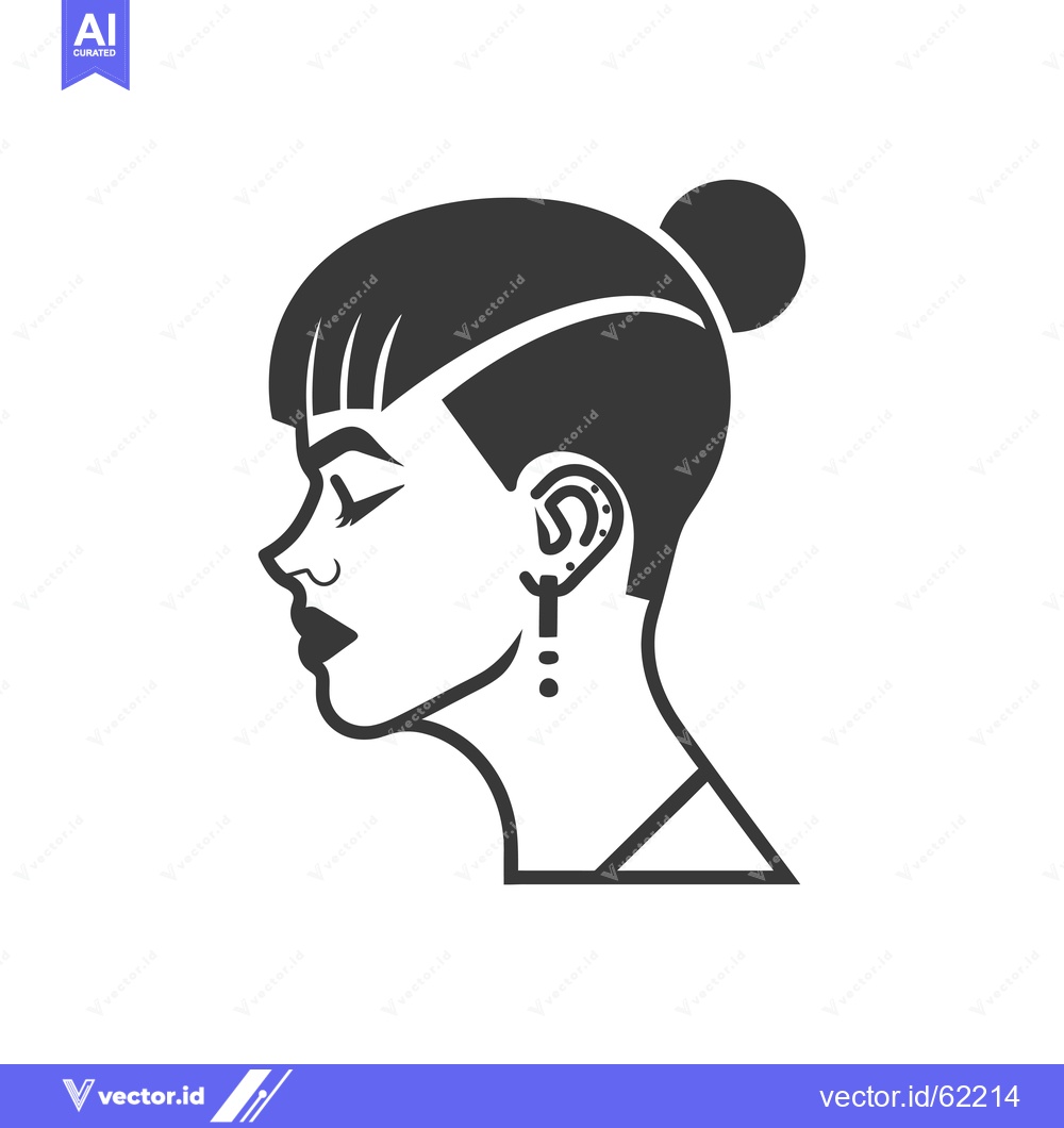 Premium Vector dari Profile of a Woman with a Bun and Earring