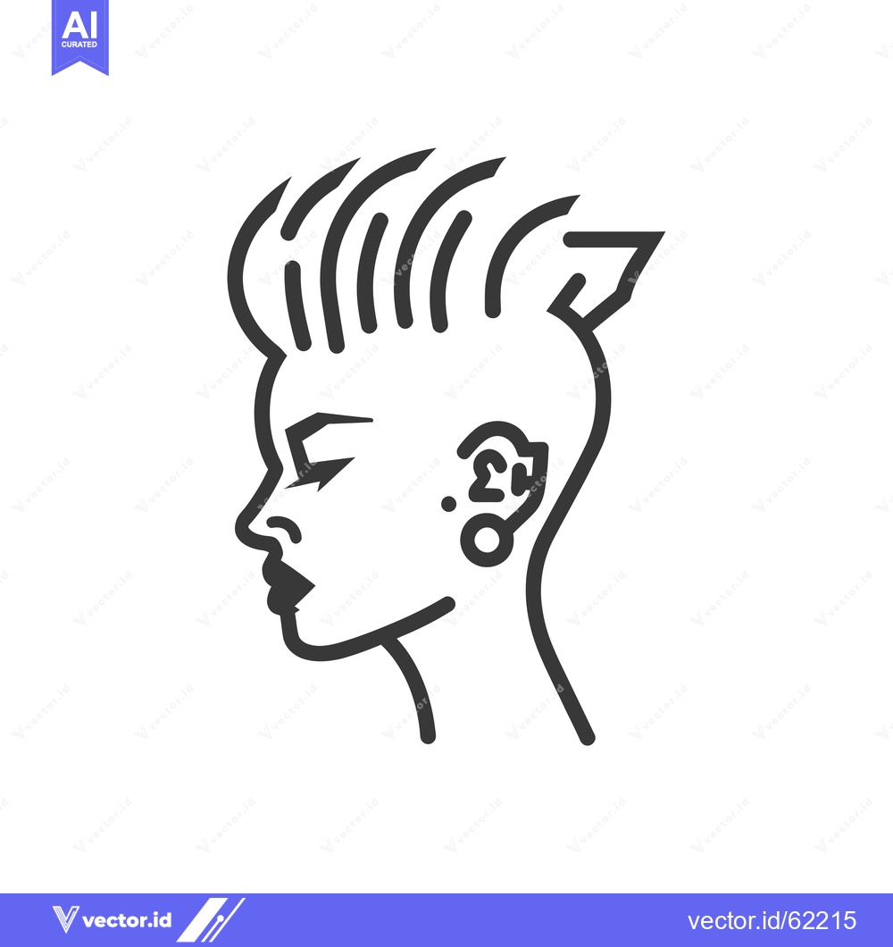 Premium Vector dari Line Drawing of a Woman's Profile with a Spiky Hairstyle and Earrings