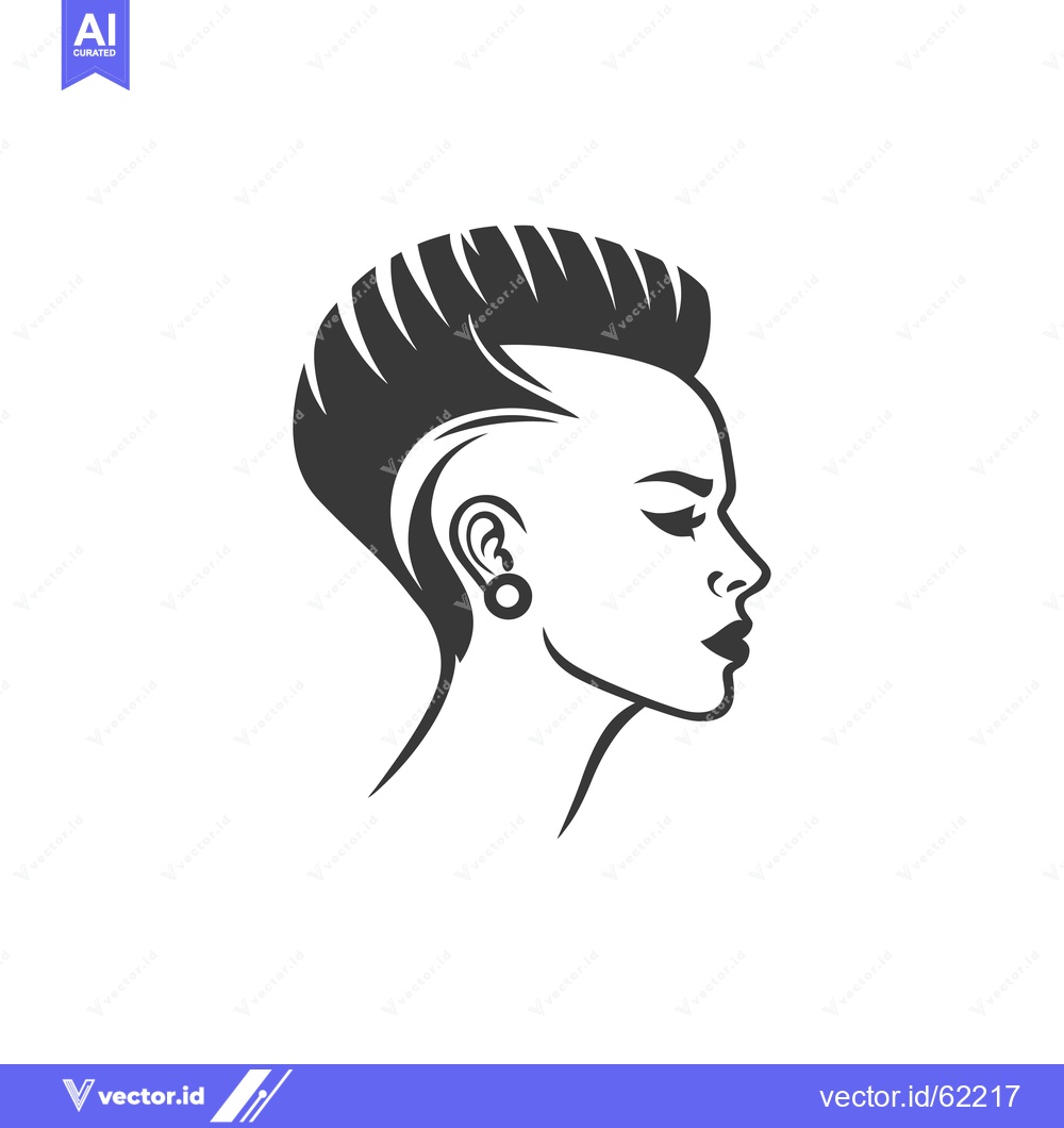 Premium Vector of Profile of a Woman with Spiky Hairstyle and Earring