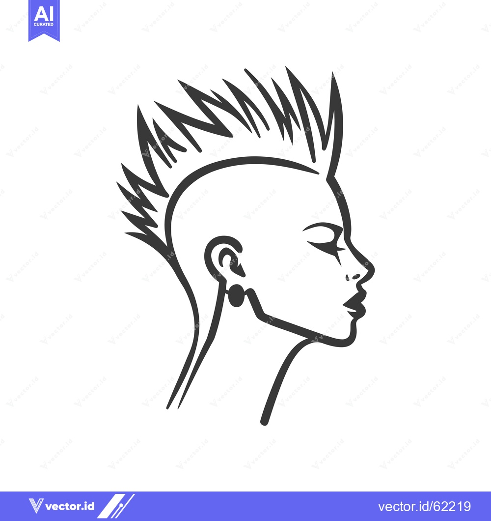 Premium Vector dari Side Profile of a Woman with Spiky Hair and an Earring