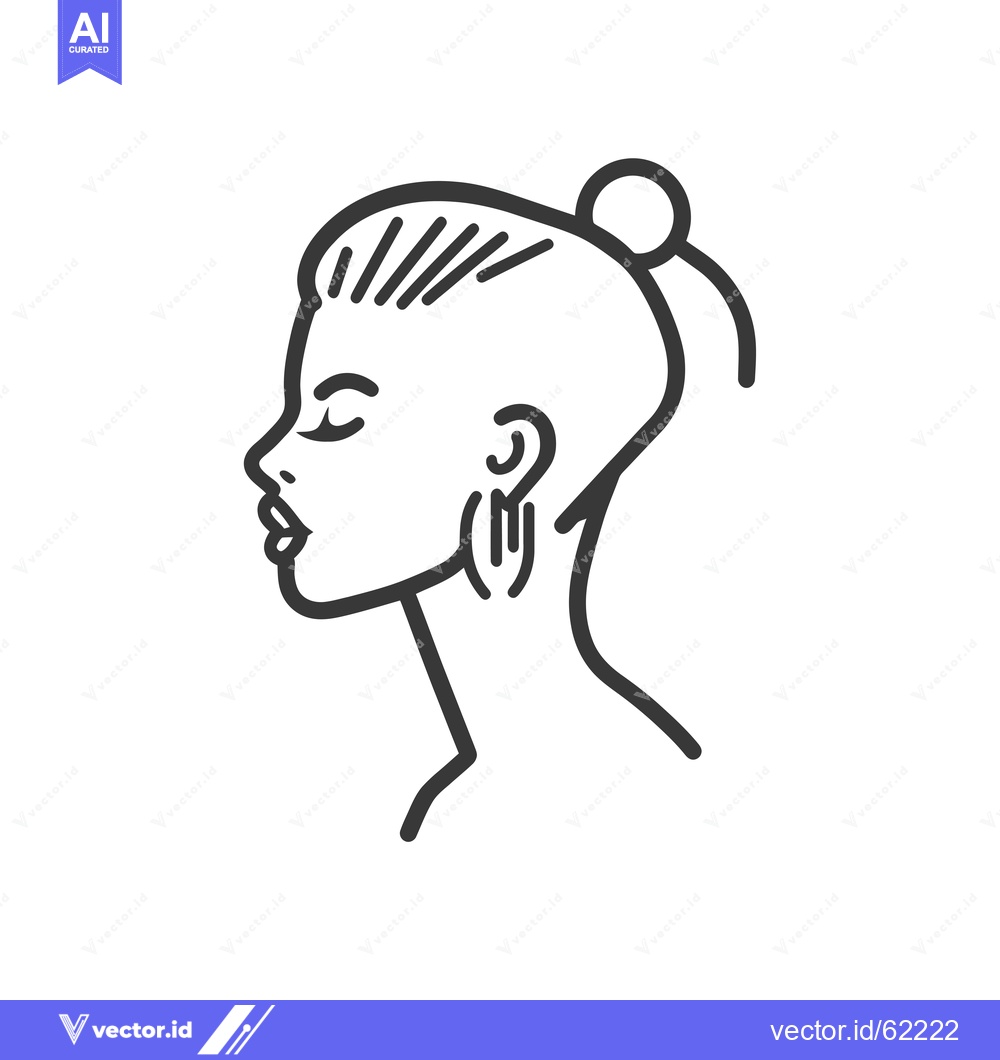 Premium Vector dari Line drawing of a woman's profile with hair tied back