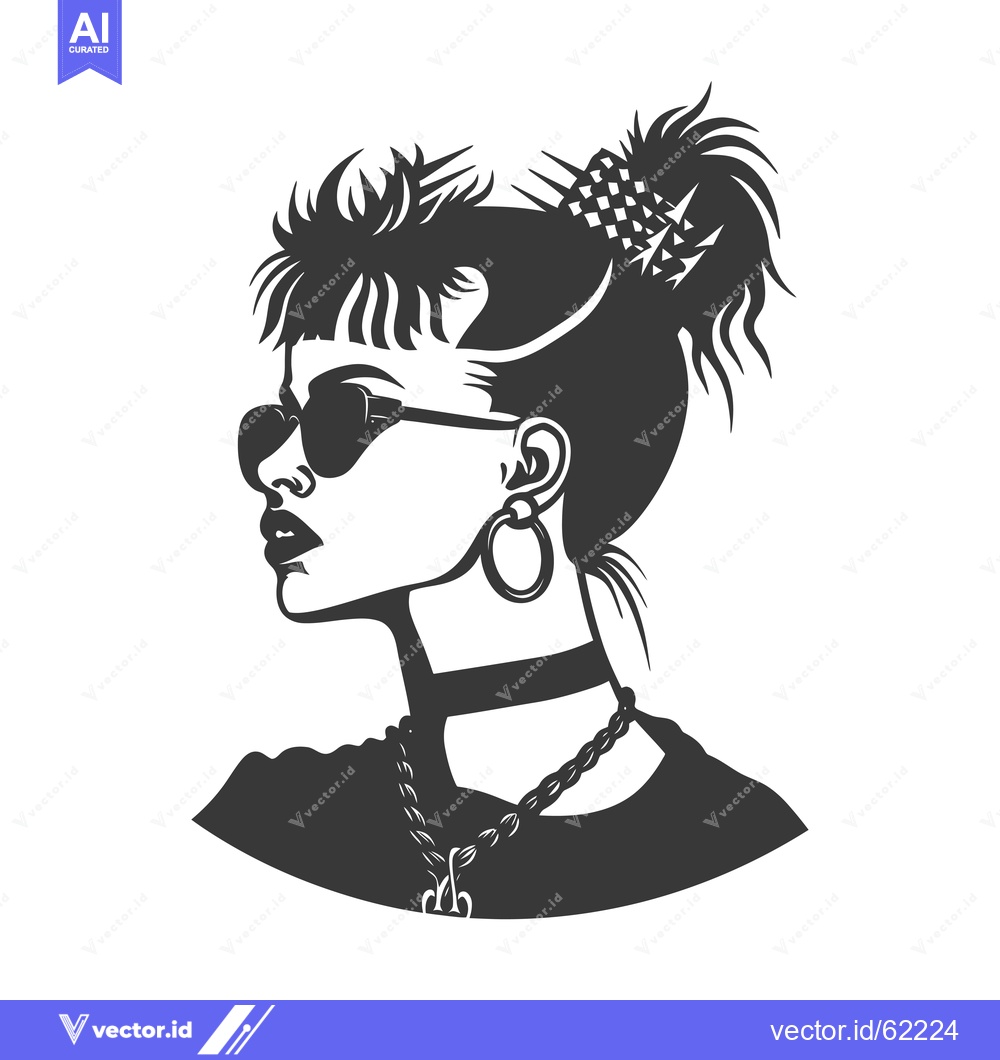 Premium Vector of Profile of a Woman with Spiky Hair and Sunglasses