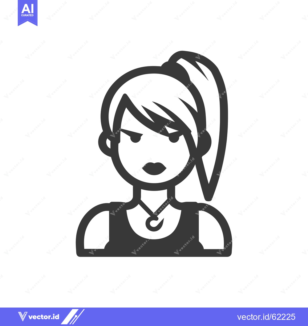 Premium Vector dari Black and White Illustration of a Female Character with a Hook Necklac