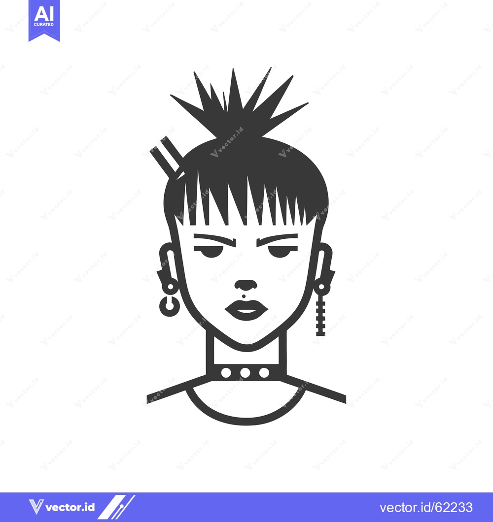 Premium Vector dari Black and White Illustration of a Punk Rock Woman