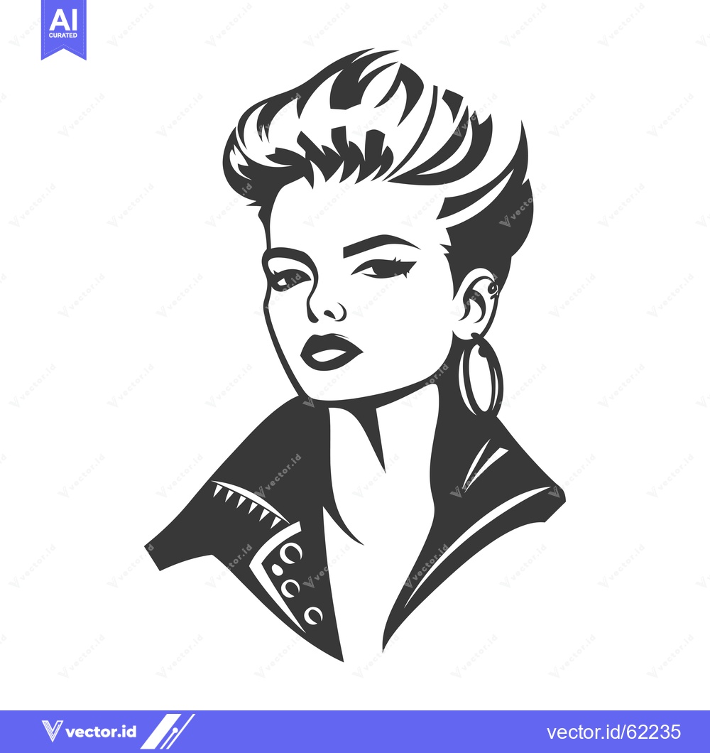 Premium Vector of Portrait of a Woman with Short Hair and a Leather Jacket