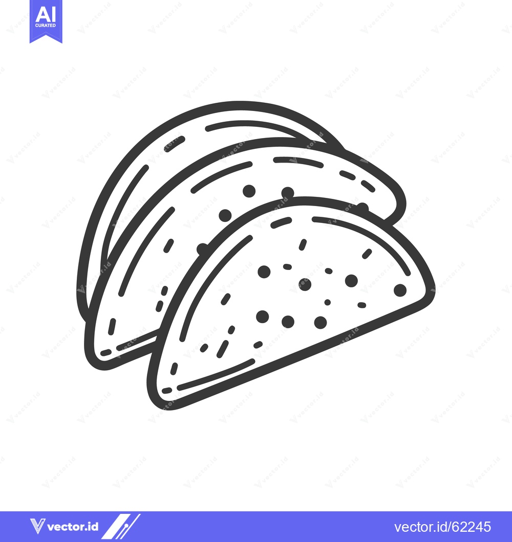 Premium Vector of A stack of three stylized outline tacos displayed on white