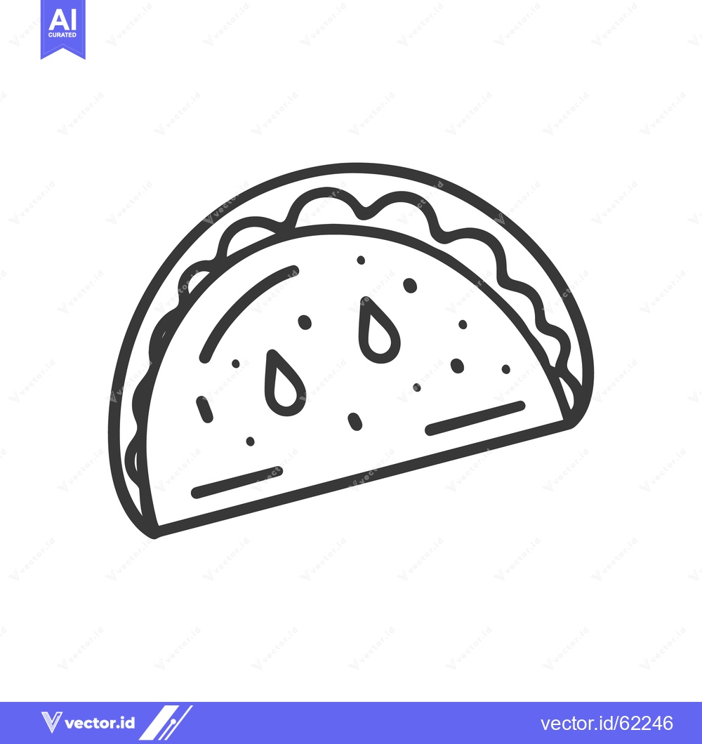 Premium Vector of A simple line art illustration of a folded taco food