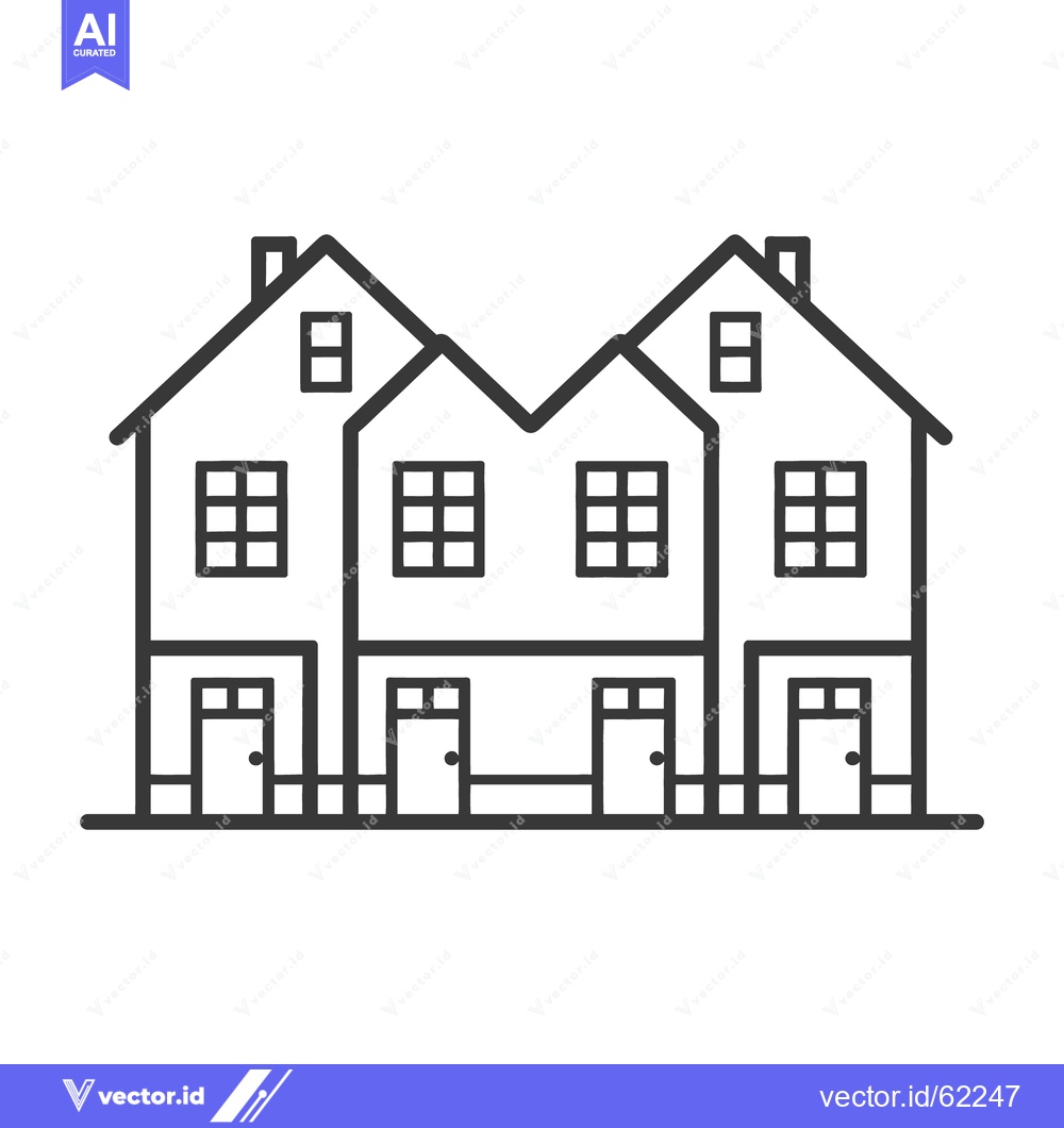 Premium Vector dari Three connected houses are depicted in a simple linear black design