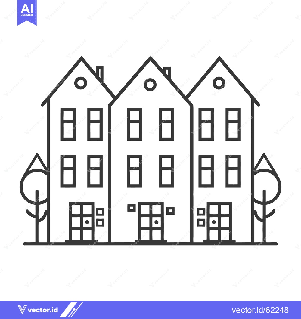 Premium Vector of Illustration of a row of houses in a simple black line style