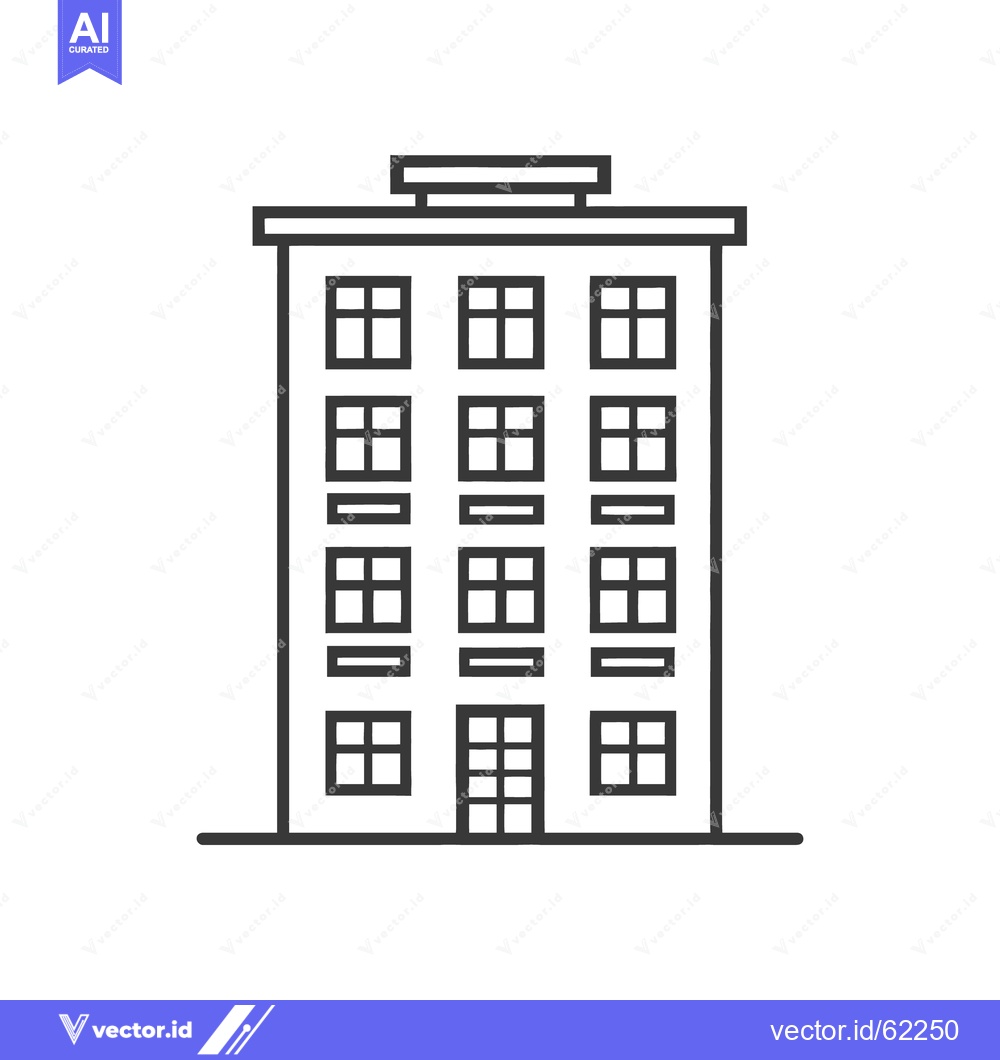 Premium Vector dari A simple linear illustration of a multi story residential building