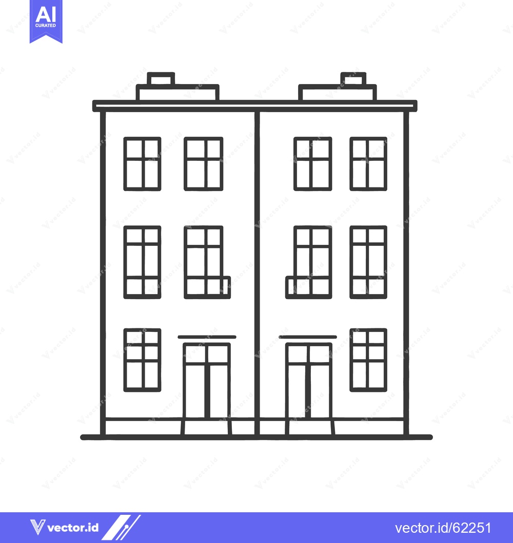 Premium Vector of Two connected buildings with multiple windows and a flat roof