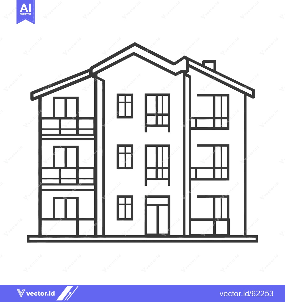 Premium Vector dari Simple black and white drawing of a multiple story building
