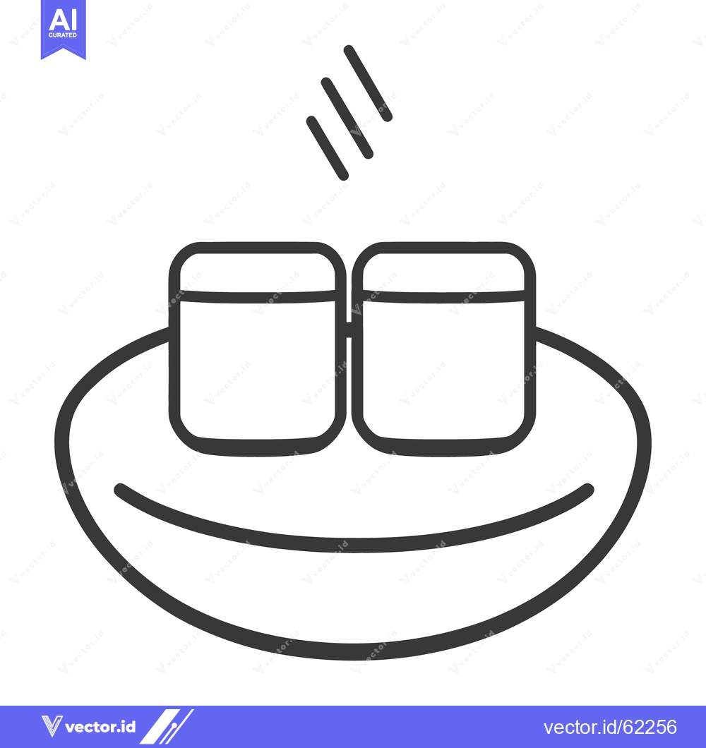 Premium Vector dari Two small sushi rolls arranged on a dark plate steaming