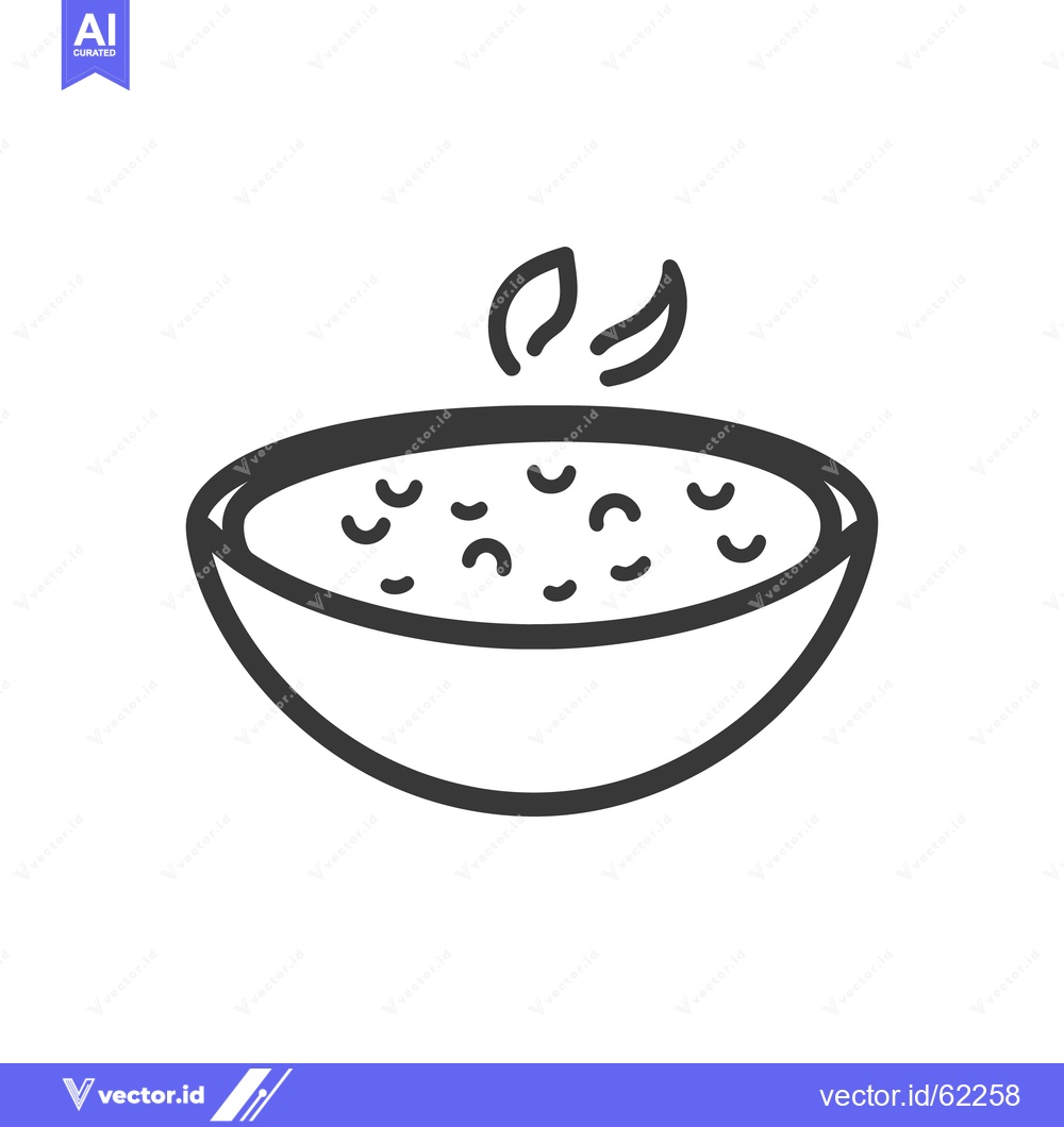 Premium Vector dari A simple monochrome bowl of steaming food or soup
