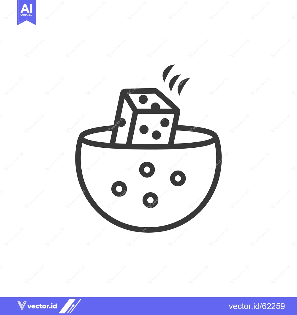Premium Vector dari A dice cube being placed into a small circular bowl