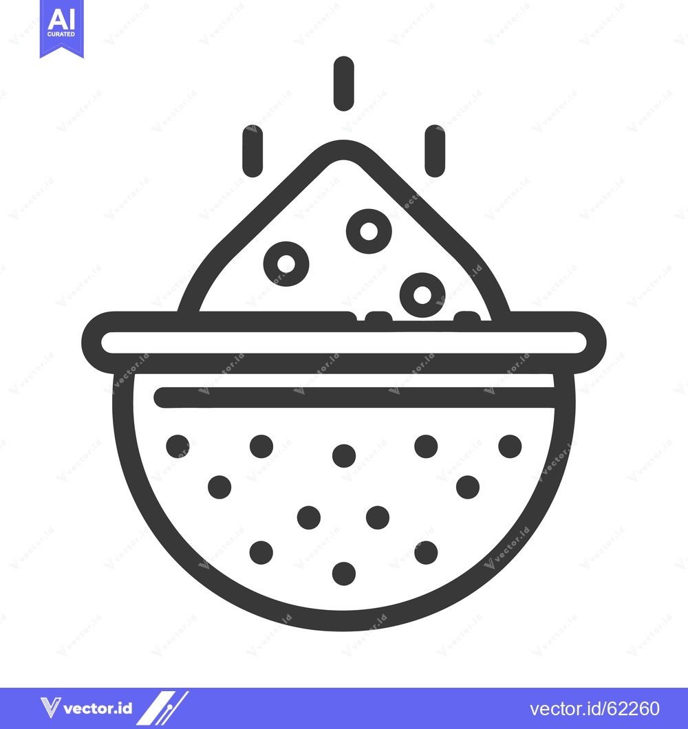 Premium Vector of A simple black and white illustration of a strainer with ingredients