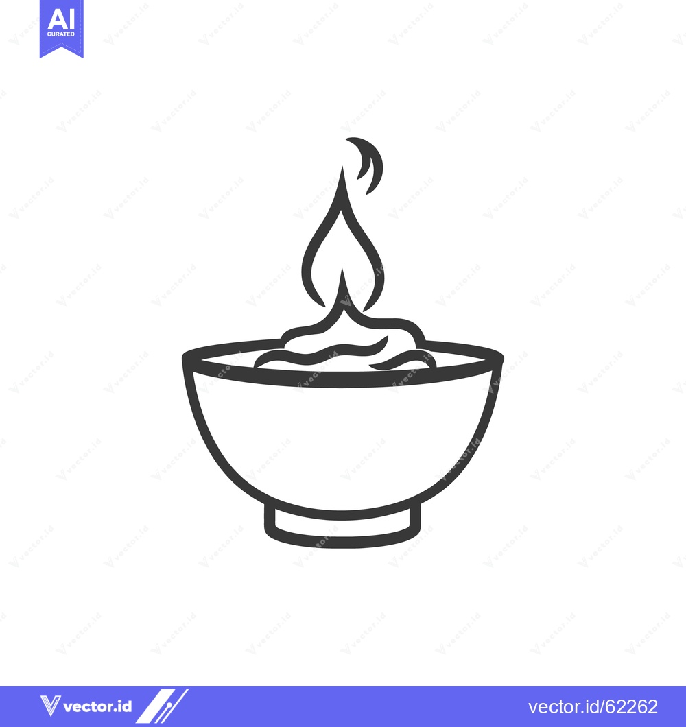 Premium Vector dari A simple line drawing of a bowl and flame design
