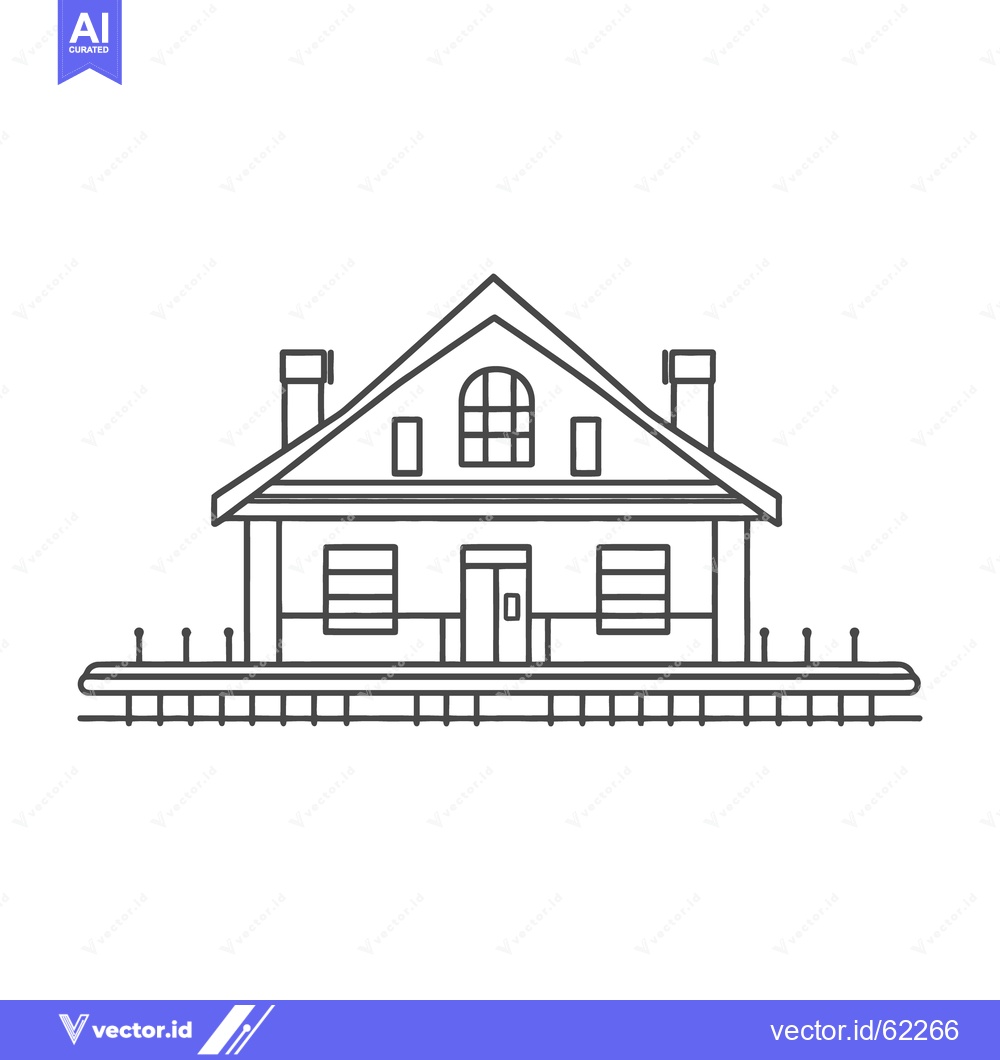 Premium Vector of A line art depiction of a train station building