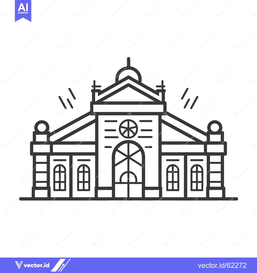 Premium Vector of A simple black and white illustration of a building facade