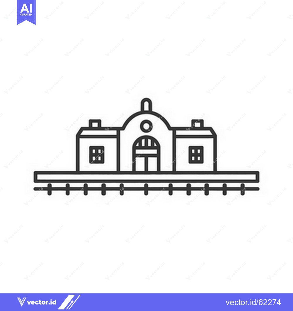 Premium Vector of A simplified black and white illustration of a railway station buildin