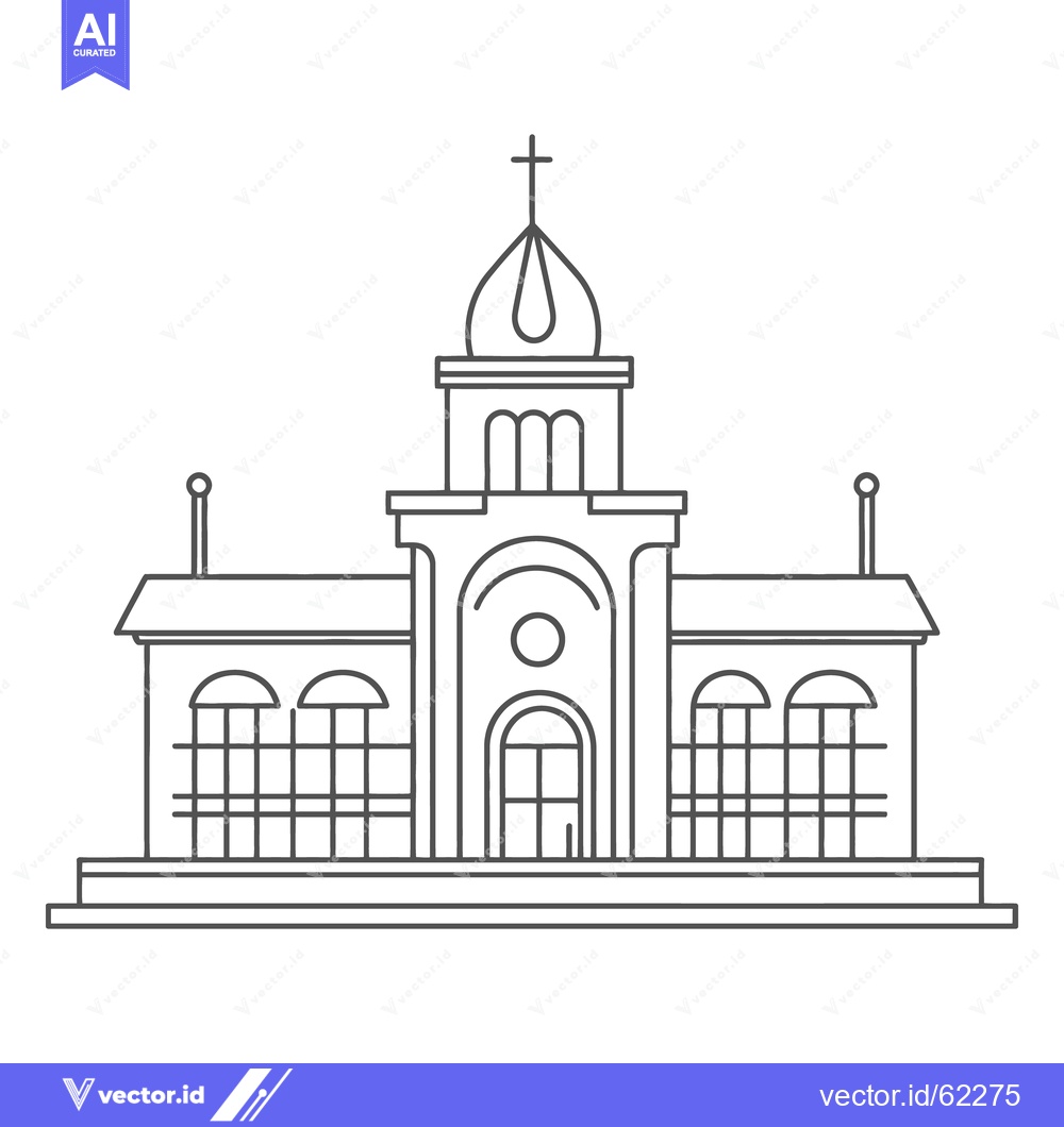 Premium Vector dari A simple symmetrical illustration depicting a religious building facad