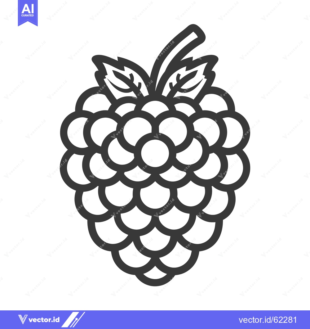 Premium Vector dari A simple black line drawing depicting a ripe berry cluster