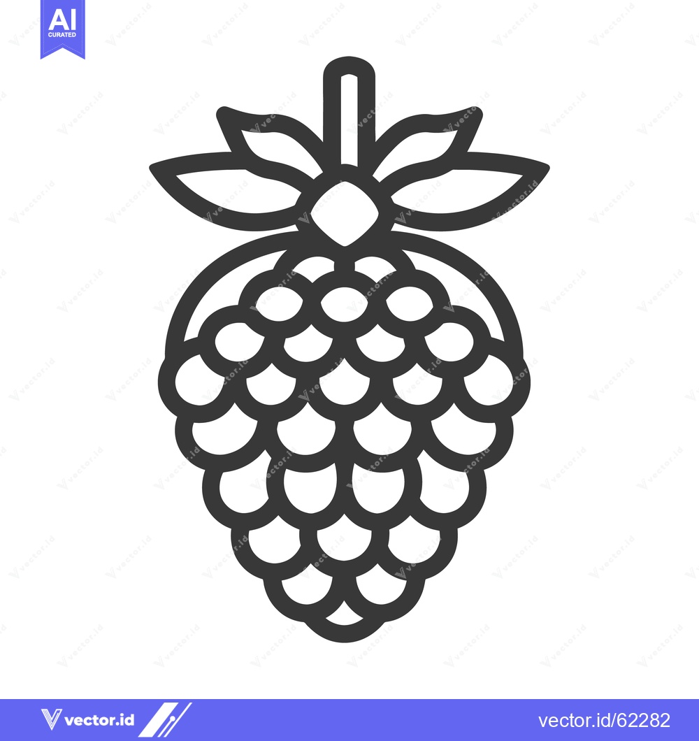 Premium Vector of A simple outline graphic depiction of a ripe raspberry fruit