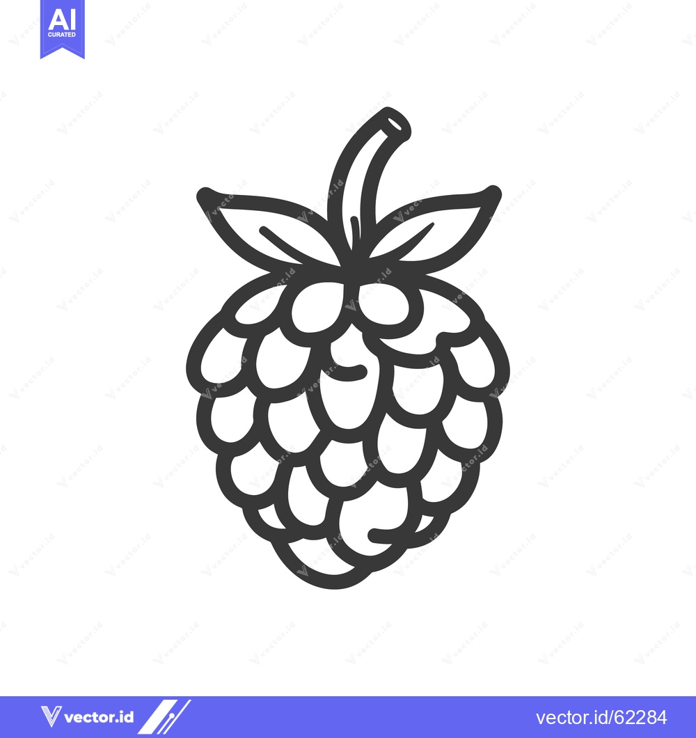 Premium Vector dari A simple black and white illustration of a raspberry fruit