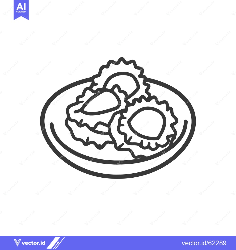 Premium Vector dari Three filled food items are presented on a circular plate