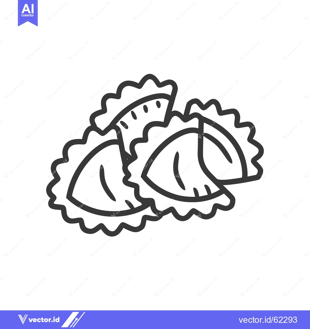 Premium Vector of Simple outlined illustration depicting three filled semi circular food