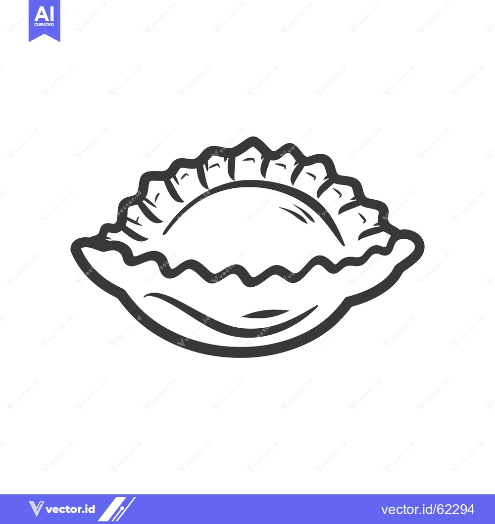 Premium Vector dari A black and white illustration of a stuffed dumpling shape