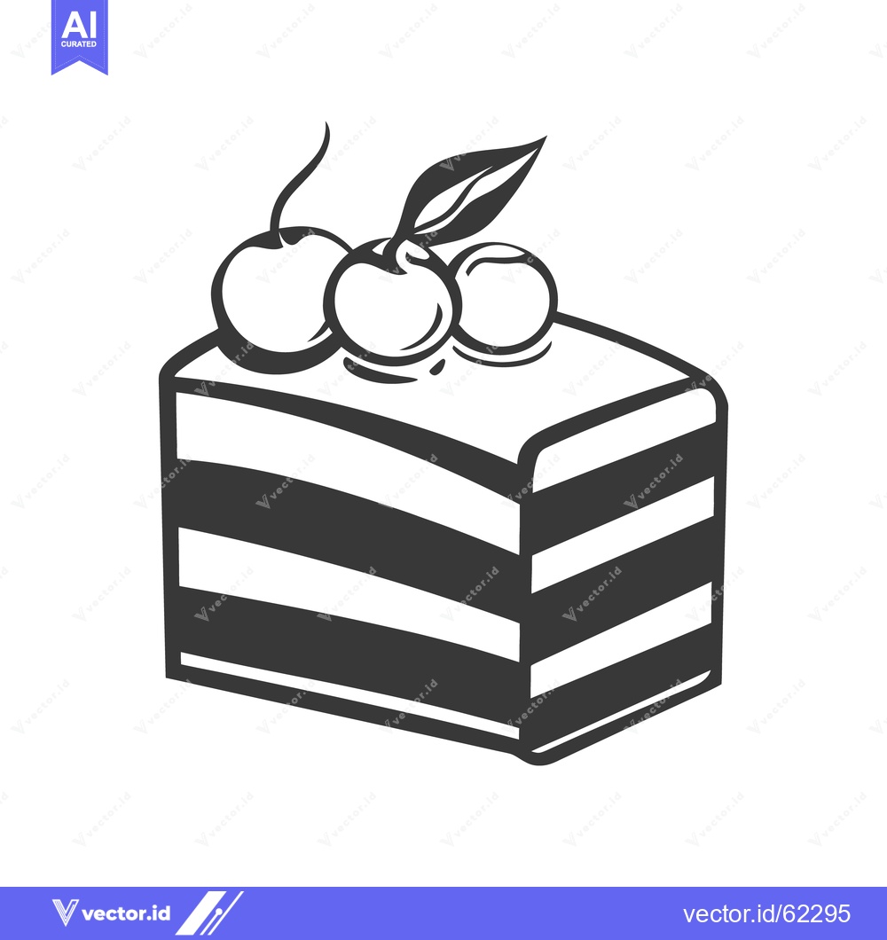 Premium Vector dari A slice of layered cake adorned with fresh cherries on top