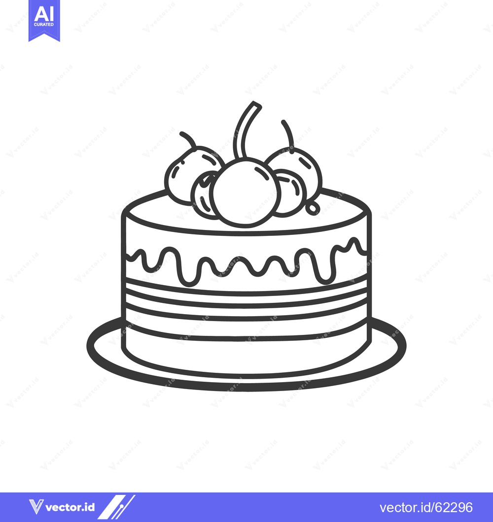 Premium Vector dari A delicious layered cake topped with cherries and icing design