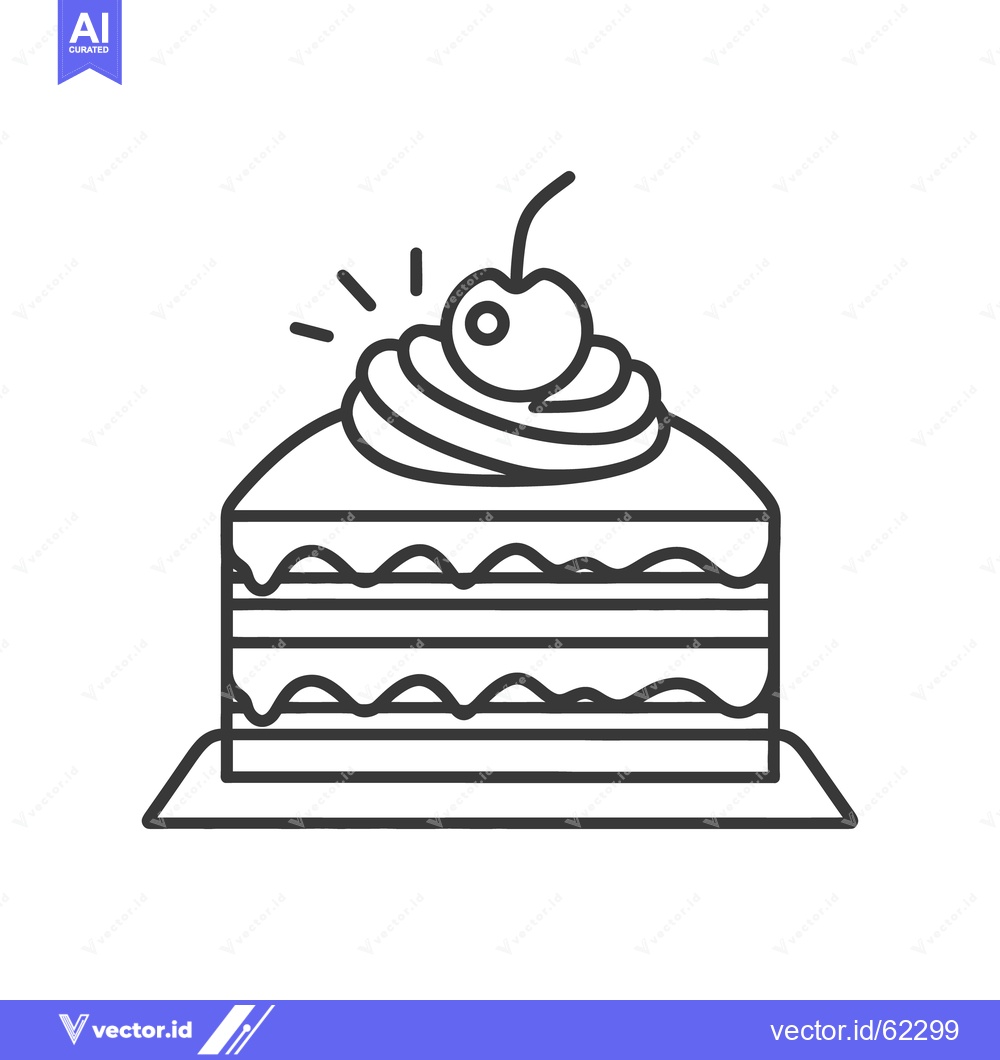 Premium Vector of A sliced cake with a cherry topping on a white plate