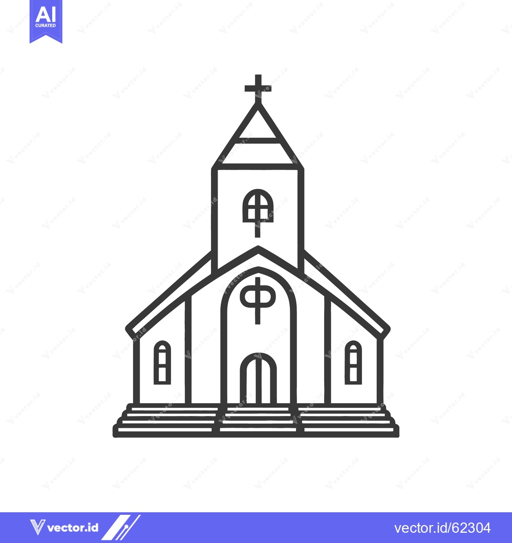 Premium Vector of A simple black and white line drawing of a church building